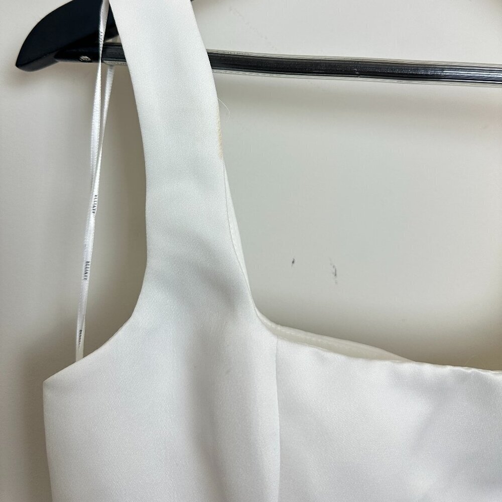 ELLIATT Amelie Square Neck Duchesse Satin Cocktail Minidress in Ivory Small - Picture 5 of 12